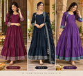 BLACK BROWN AND PURPULE NARAYANPET FROCKS