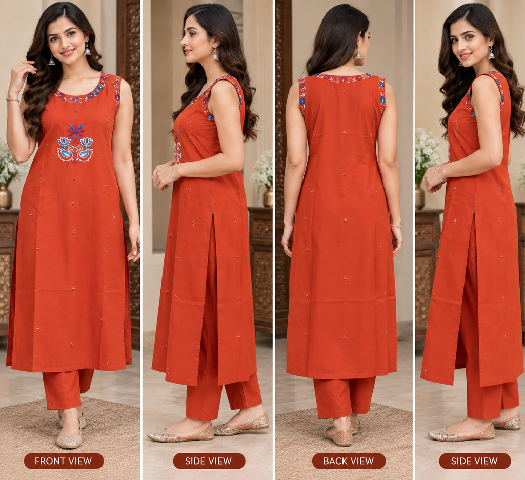 SLEEVE LESS CORDSET COTTON BEAUTIFUL DESIGN
