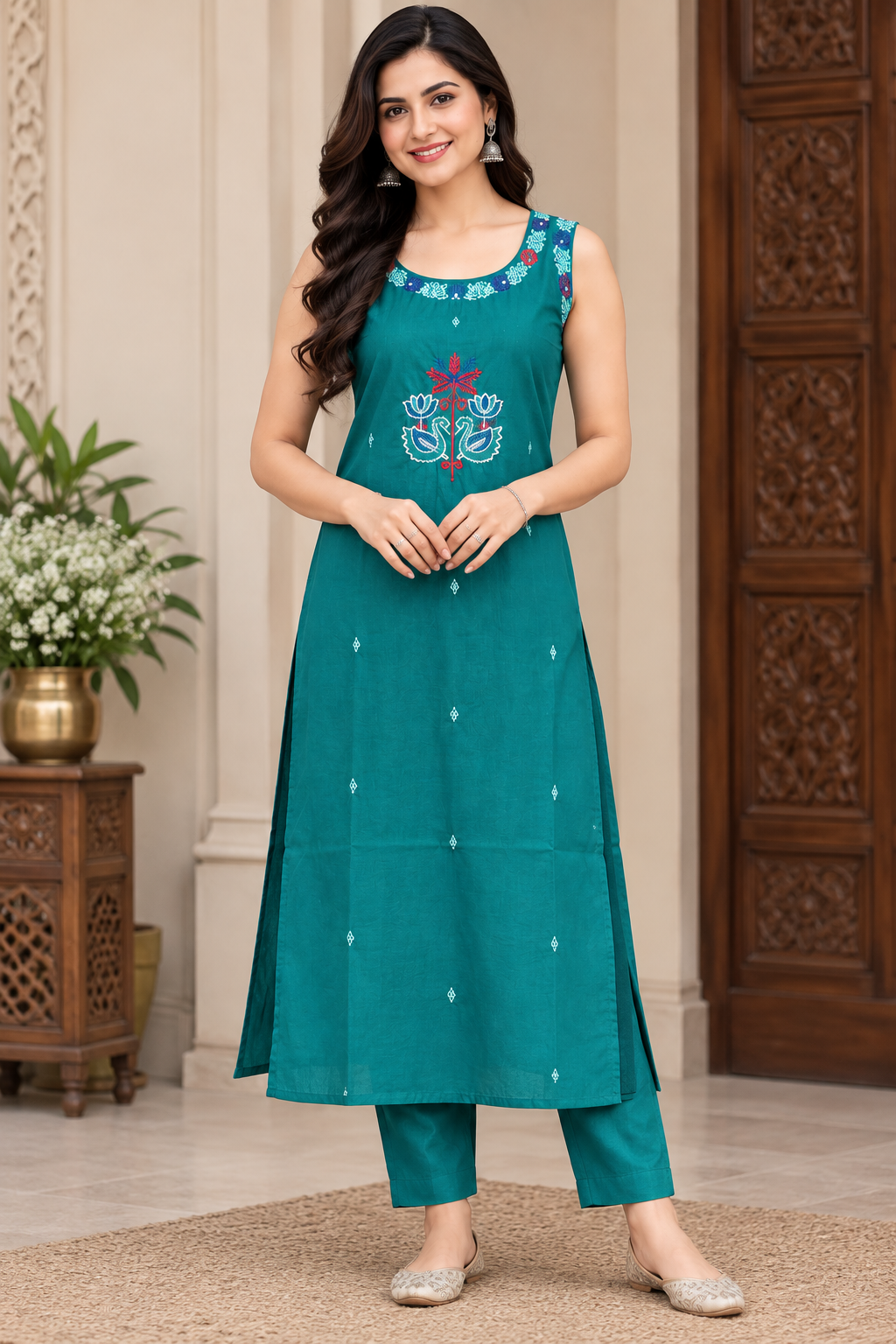 SLEEVE LESS CORDSET COTTON BEAUTIFUL DESIGN
