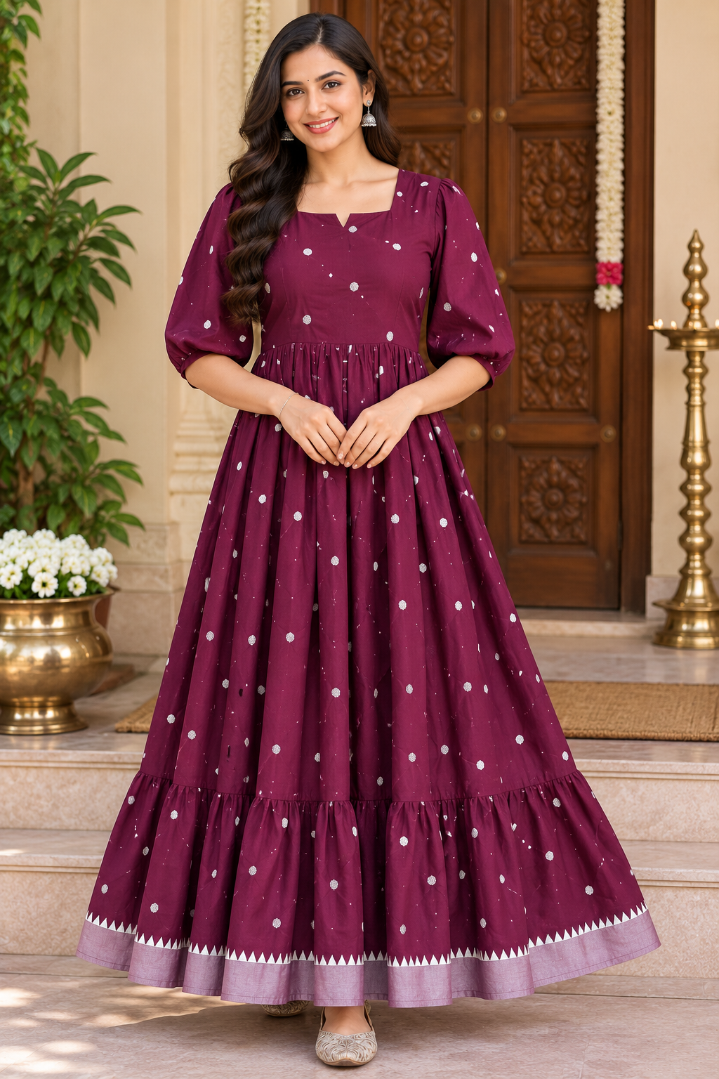NARAYANPET TRADITIONAL FROCKS WITH BEAUTIFUL HANDLOOM BORDER