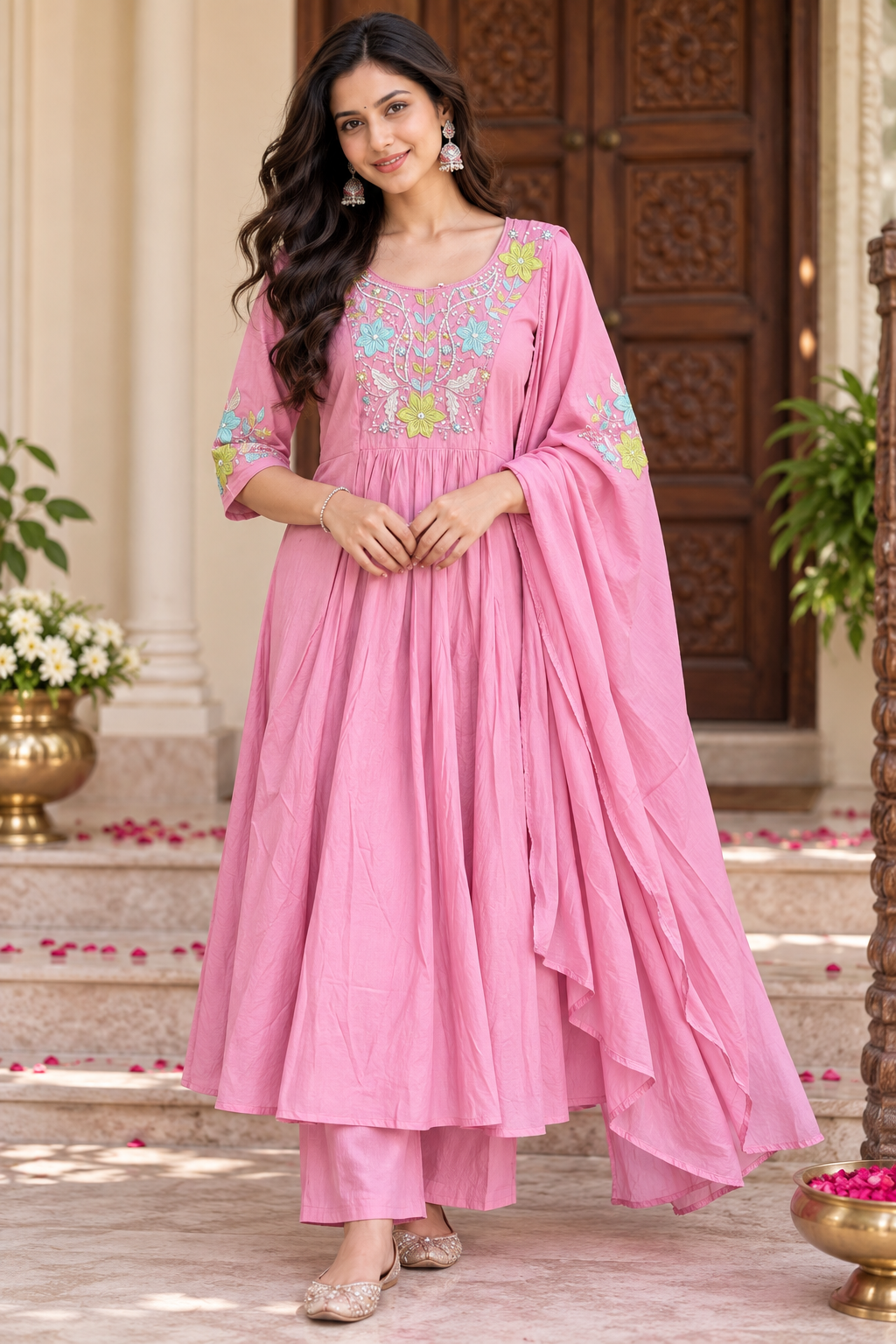 BEAUTUFUL TRENDY PARTY WEAR 3 PIECE KURTHI