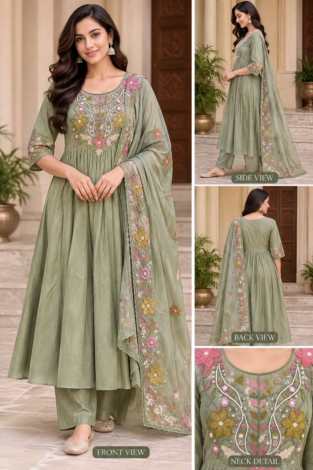 BEAUTUFUL TRENDY PARTY WEAR 3 PIECE KURTHI