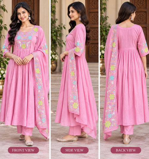 BEAUTUFUL TRENDY PARTY WEAR 3 PIECE KURTHI