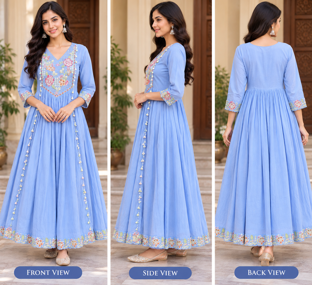 SKY BLUE PREMIUM STYLISH FROCK WITH A BEAUTIFUL DESIGN STYLISH WEAR