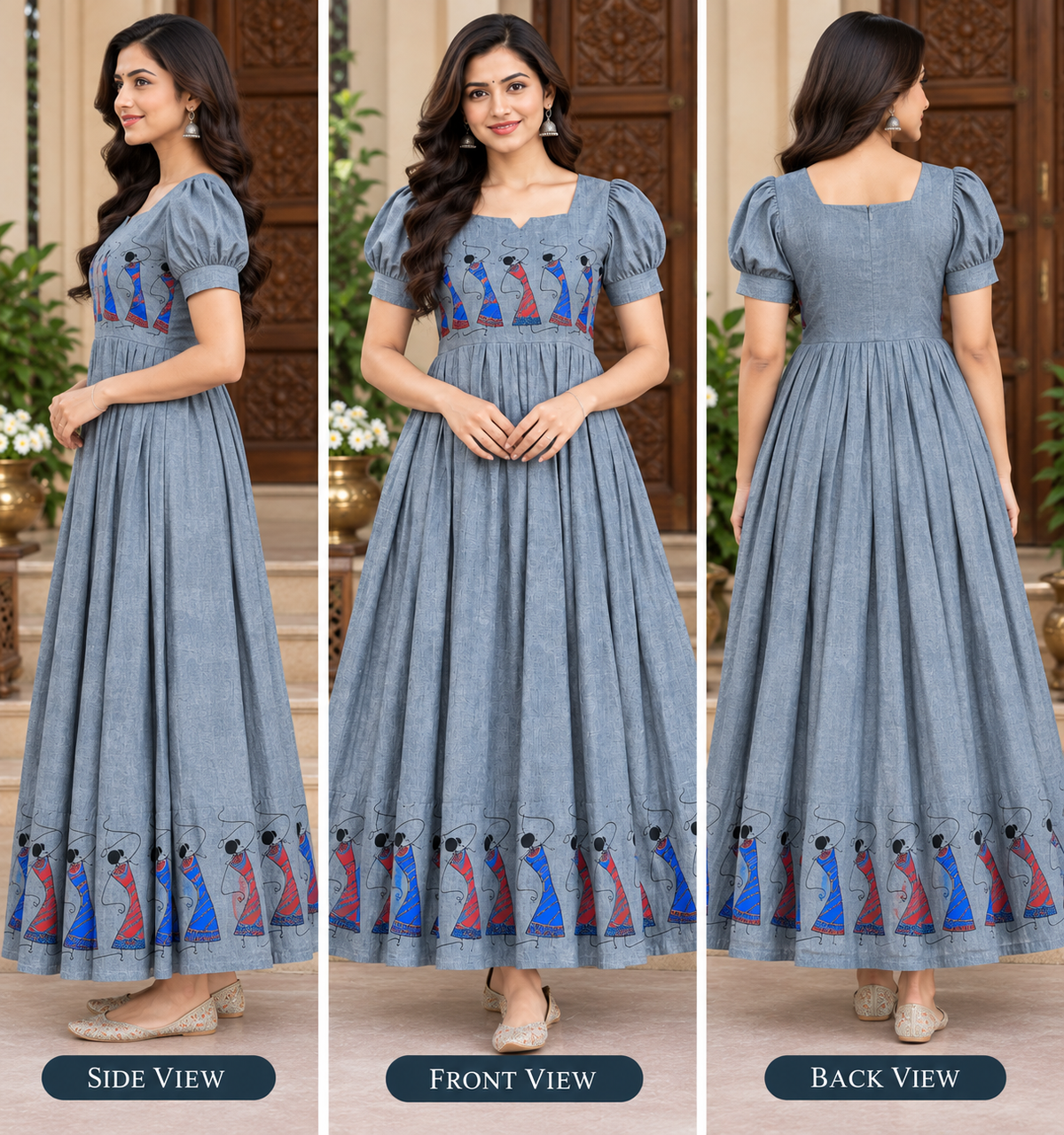 NARAYANPET FROCKS WITH PRINTING HANDLOOM