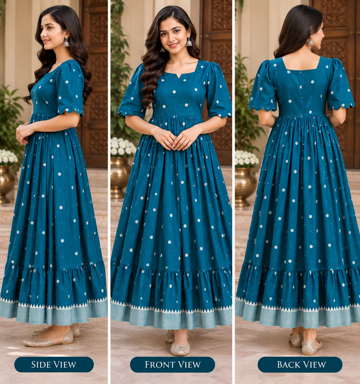 NARAYANPET TRADITIONAL FROCKS WITH BEAUTIFUL HANDLOOM BORDER